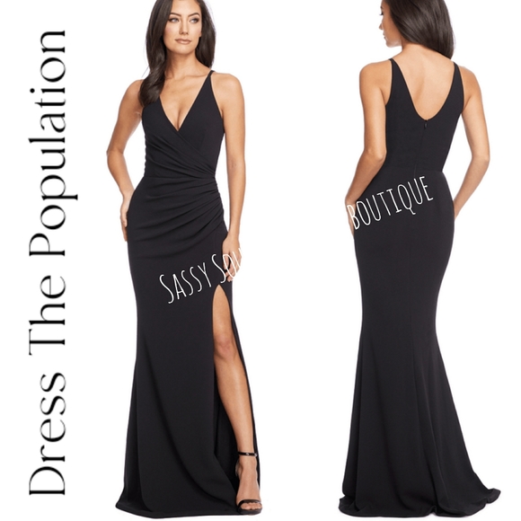 Dress the Population Dresses & Skirts - 🆕⭐Dress the Population black Jordan ruched maxi formal dress